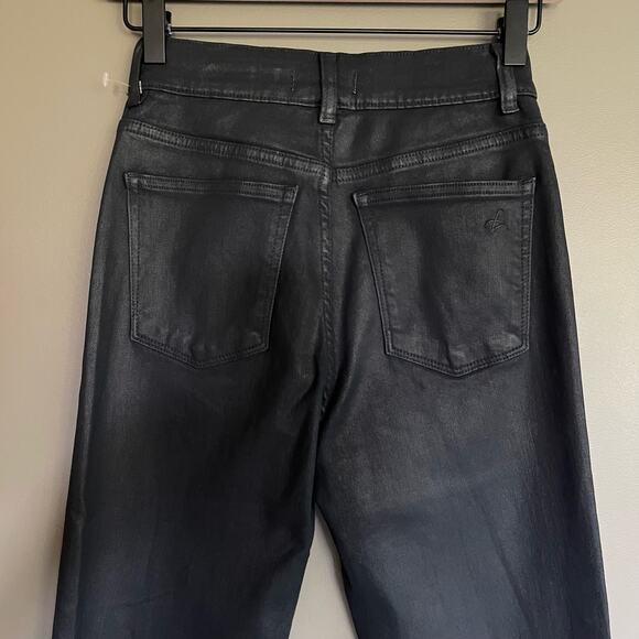 NWT DL1961 Patti Straight High Rise Jeans Sharkskin Black Grey Coated‎ Denim 23 - Picture 11 of 16